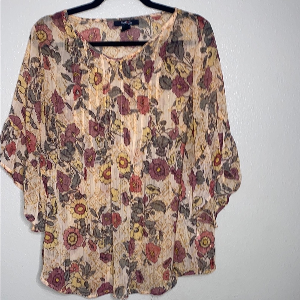 Floral Chiffon‎ Blouse Style & Co fairy floral whimsical ethereal size 1X light